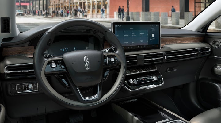 The center display of the 2026 Lincoln Corsair® SUV is showcased with its SYNC® 4 capabilities highlighted. | Friendly Lincoln in Monroe MI