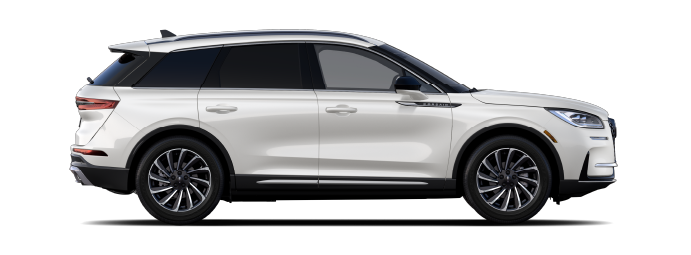The passenger side of a Lincoln Corsair® SUV is shown in Pristine White. | Friendly Lincoln in Monroe MI