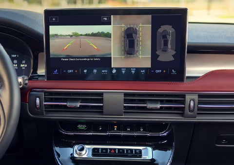 The large 13.2” SYNC® 4 center display featuring 360-Degree Camera of a 2026 Lincoln Corsair® SUV is shown.| Friendly Lincoln in Monroe MI