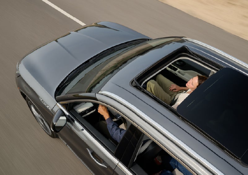 The available panoramic Vista Roof® of a 2027 Lincoln Aviator® SUV is open. | Friendly Lincoln in Monroe MI