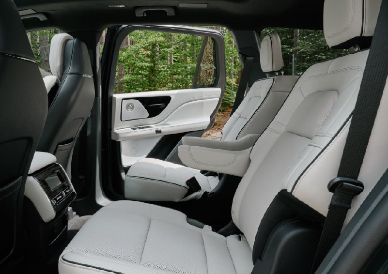A side view of the second row with captain’s chairs in a 2027 Lincoln Aviator® Black Label™ SUV. | Friendly Lincoln in Monroe MI