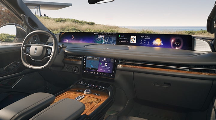 The 48-inch panoramic display spans the width of the interior in a 2027 Lincoln Navigator® SUV.